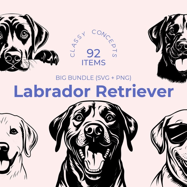 Labrador Retriever SVG Bundle - 92 Cut Files - Dog Breed Design - Cricut SVG Files - Labrador Design