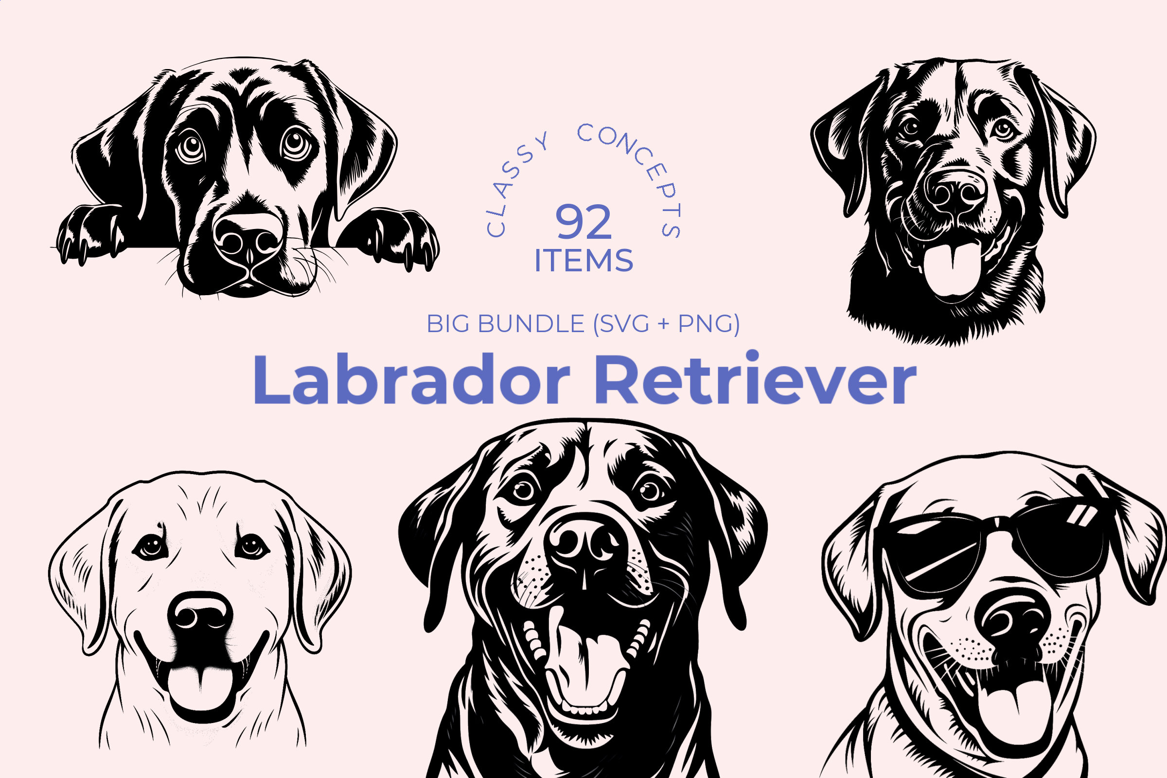 Labrador Retriever SVG Bundle: 92 Dog Breed Cut Files (Digital Download)