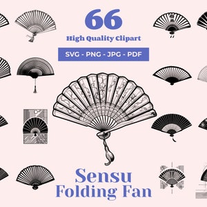 Bundle SVG éventail pliable Sensu - 66 fichiers découpés au laser - modèles d'éventail japonais traditionnels pour découpe laser, Cricut et sublimation - Fan Art