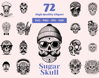 シュガースカル SVG バンドル: 72 種類のカラベラ デザイン (デジタル
