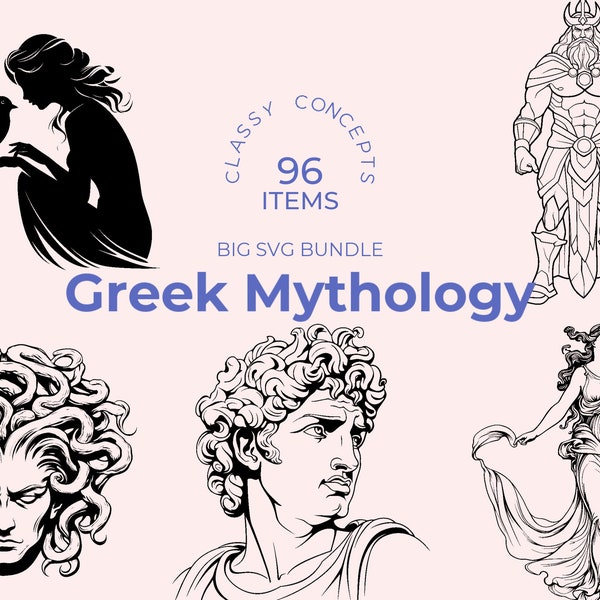 Greek Mythology SVG Bundle - 96 Cut files - Olympus Gods - Sublimation Files - Ancient Myths Clipart