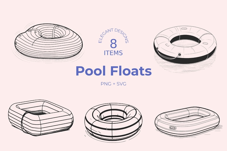 Pool Floats SVG 8 Minimalist Line Artworks Inflatable Ring Etsy