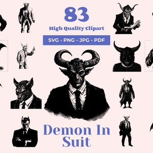 Demon in Suit SVG Bundle - 83 Designs - Gothic Demon Art - Stylish Horror Clipart - Dark-Themed SVG for Cricut and Laser Cutting