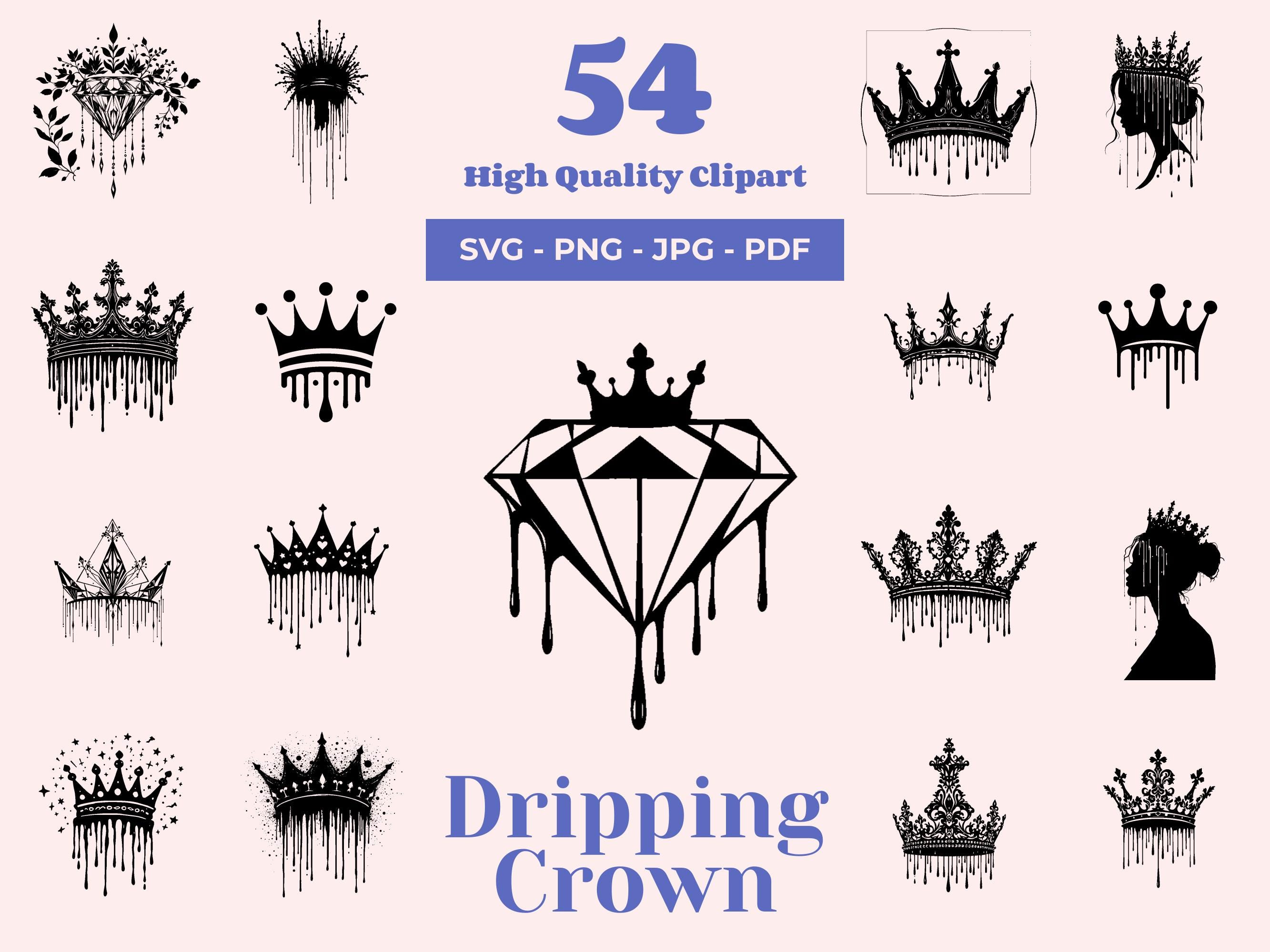Dripping Crown SVG Bundle: 54 Regal Drip Art Designs (Cricut File)