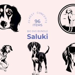 Saluki SVG Bundle - 96 Cut Files - Persian Greyhound - Graceful Dog Breed - Sublimation and Cricut Ready Designs