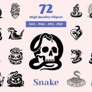 Pacote SVG de cobra - 72 designs - Cobra celestial svg - Cobras de decoração de Halloween - Cobra mística - Pronto para Cricut, corte a laser e gravação em madeira