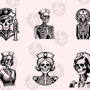 Skeleton Nurse SVG Bundle: 42 Medical Clipart Designs (digital Download ...