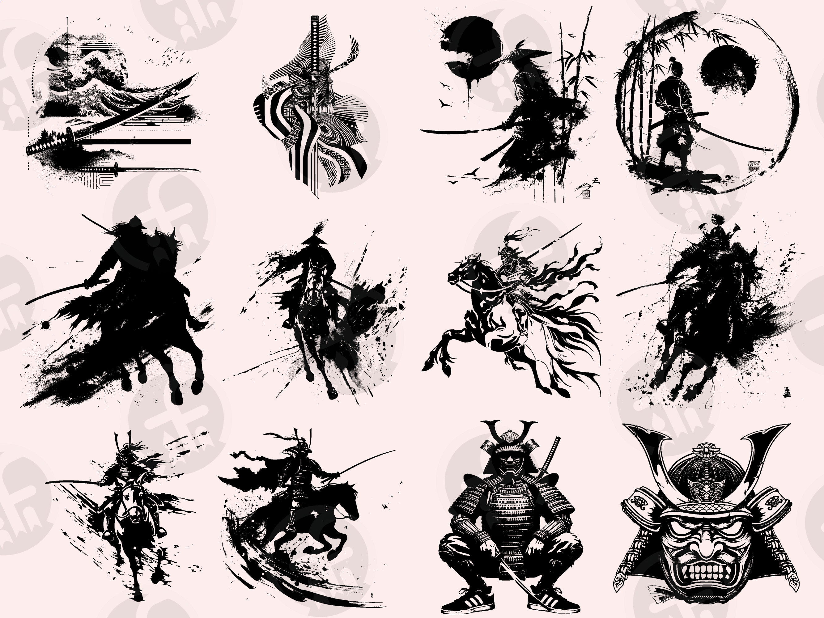 Samurai SVG Bundle: 96 Japanese Warrior Cut Files (digital Download) - Etsy