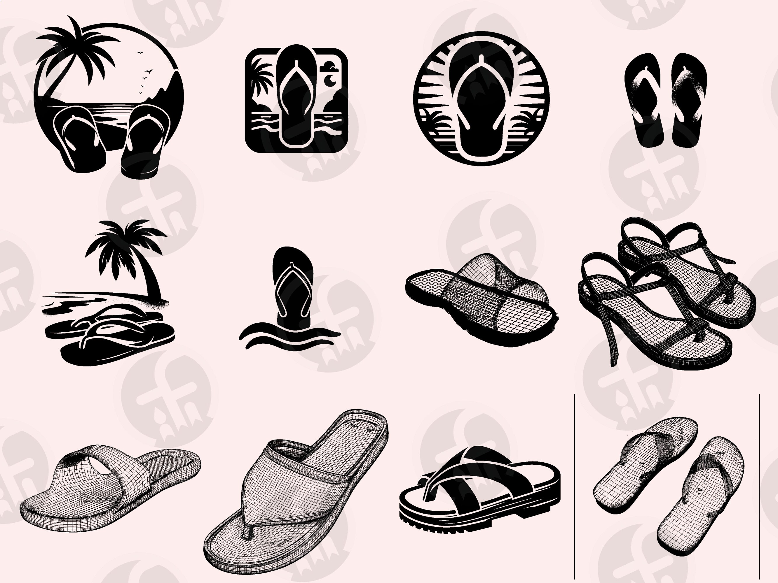 Sandals SVG Bundle: 96 Flip Flop Cut Files (digital Download) - Etsy
