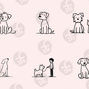 Dogs Line Art SVG Bundle 36 Cut Files Minimalist Cat Clip Art Black and ...
