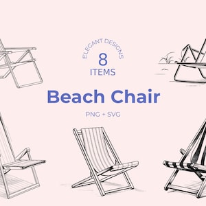Beach Chair Line Art SVG: Minimalist Summer Design (Digital Download)