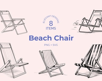 Beach Chair Line Art SVG: Minimalist Summer Design (Digital Download)