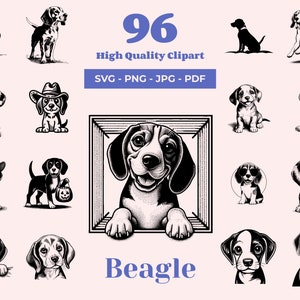 Beagle SVG Clipart Bundle: 96 Hound Designs (Digital Download)