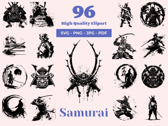 Samurai SVG Bundle: 96 Japanese Warrior Cut Files (Digital Download)