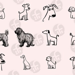 Dogs Line Art SVG Bundle 36 Cut Files Minimalist Cat Clip Art Black and ...