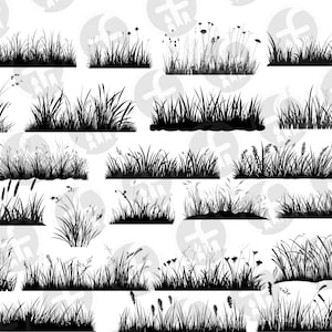Grass SVG - 24 designs - Nature-Inspired Silhouette, Meadow Design, Digital Download for Cricut & Silhouette, Instant Download