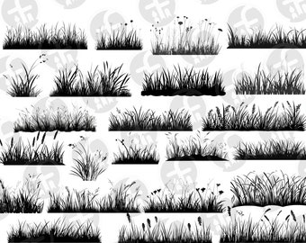 Grass SVG - 24 designs - Nature-Inspired Silhouette, Meadow Design, Digital Download for Cricut & Silhouette, Instant Download