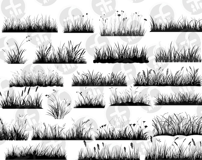 Grass Silhouette SVG: Nature-inspired Meadow Designs (digital Download ...