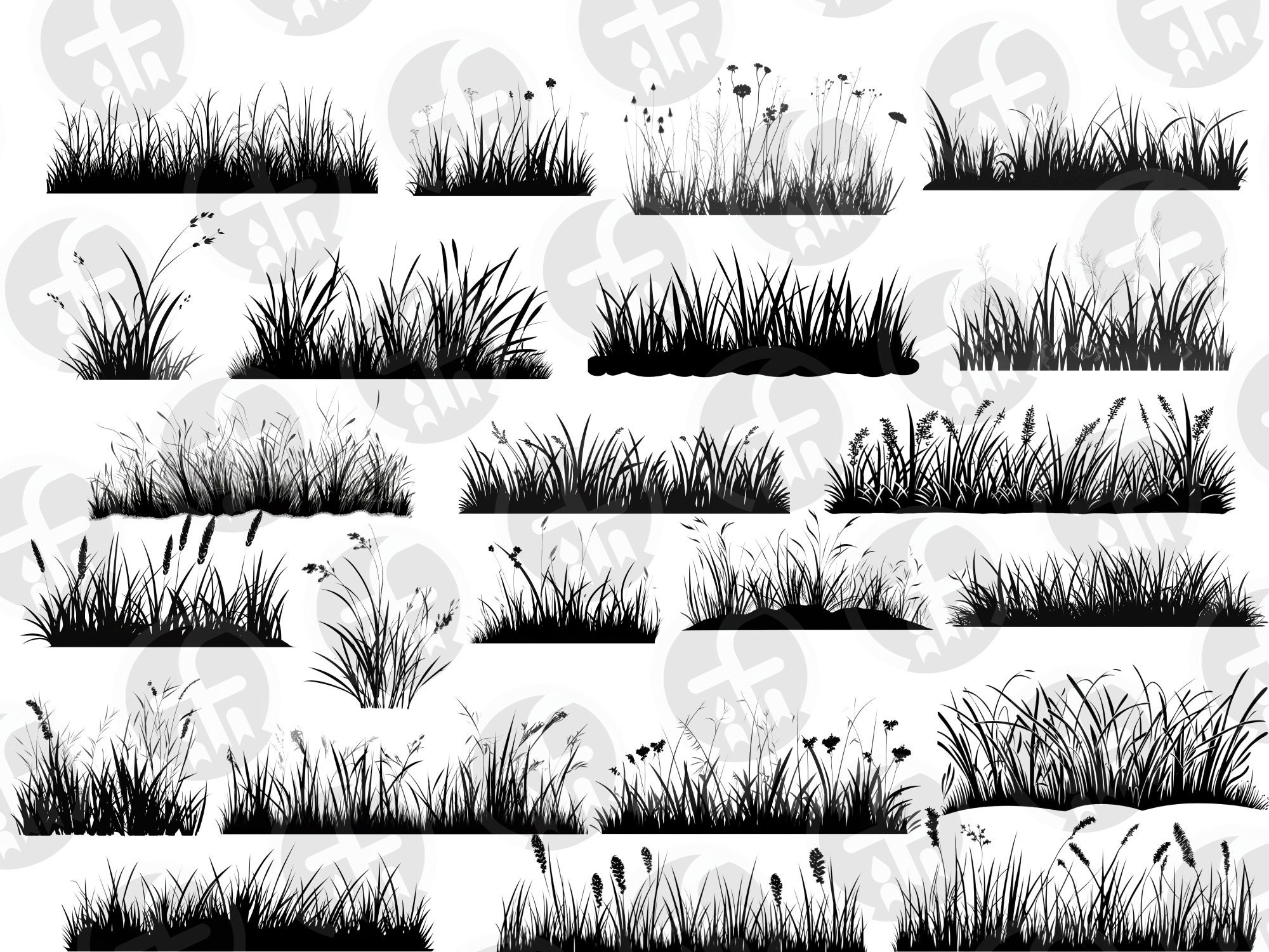 Grass Silhouette SVG: Nature-Inspired Meadow Designs (Digital Download)