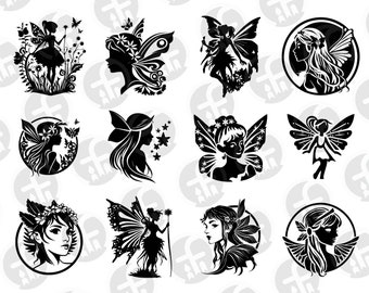 Fairy SVG for Cricut - 18 unique designs SVG & PNG - Pixie cut files - Instant download bundle