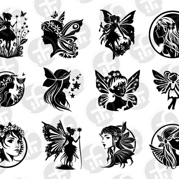 Fairy SVG for Cricut - 18 unique designs SVG & PNG - Pixie cut files - Instant download bundle