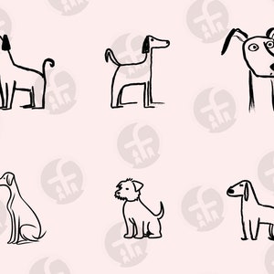 Dogs Line Art SVG Bundle 36 Cut Files Minimalist Cat Clip Art Black and ...