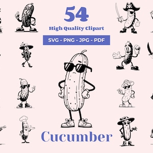 Gurke SVG Bundle - 36 Designs - Gemüse Druck - Kunst für Kunsthandwerk & DIY-Projekte - Ideal für Laser Cut, Cricut, Farm Dekor und Küchenkunst
