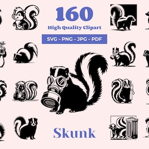 Skunk SVG Bundle - 160 Cut files - Cute and Funny Skunk Designs for Laser Cutting, Cricut, and Sublimation - Wildlife Humor Artwork