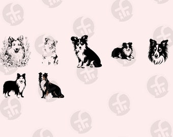 シェルティ SVG バンドル: シェットランド・シープドッグのシルエット