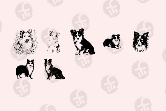 シェルティ SVG バンドル: シェットランド・シープドッグのシルエット