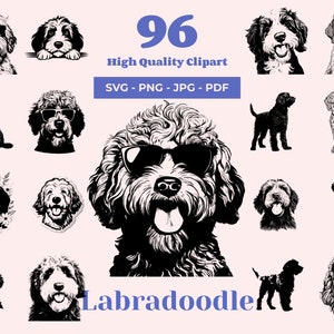 Labradoodle SVG Bundle - 96 Schnittdateien - Doodle Clipart - Hypoallergener Hund - DIY Handwerk - Verspielter Hund SVG - Laser Dateien