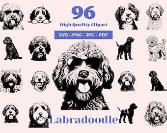 Labradoodle SVG Bundle: 96 Doodle Clipart Cut Files (Digital Download)