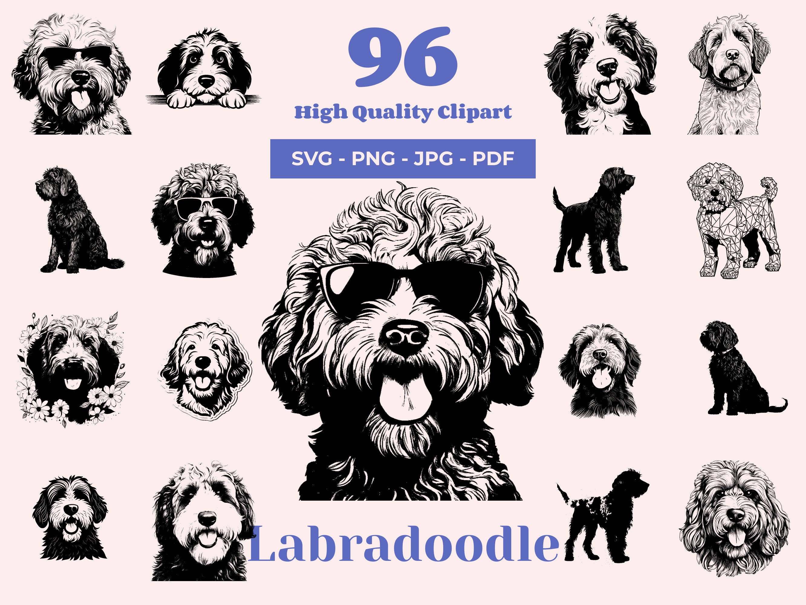 Labradoodle SVG Bundle: 96 Doodle Clipart Cut Files (digital Download ...