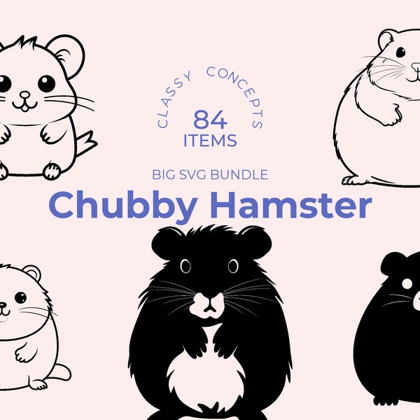 Chubby Hamster SVG Bundle - 84 Cut Files - Obese Animals, Funny Hamster Designs, Craft Essentials