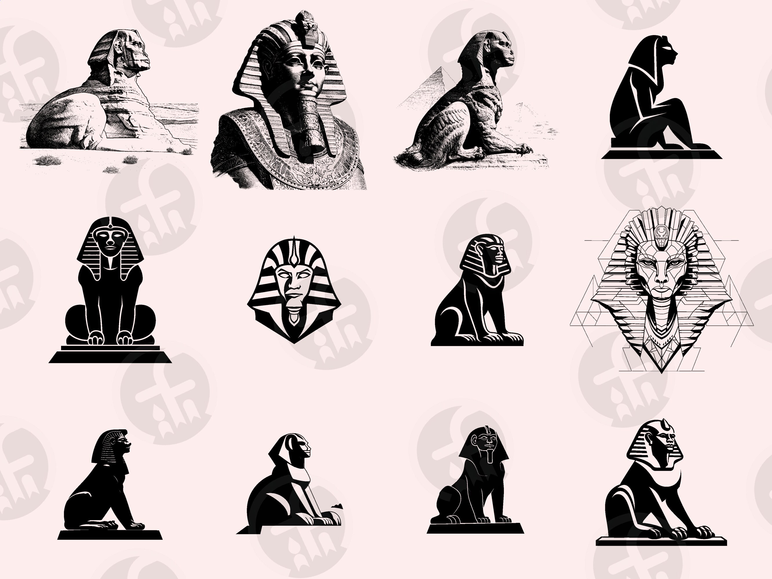 Egyptian Sphinx SVG Clipart Bundle – 84 Unique Designs (digital ...