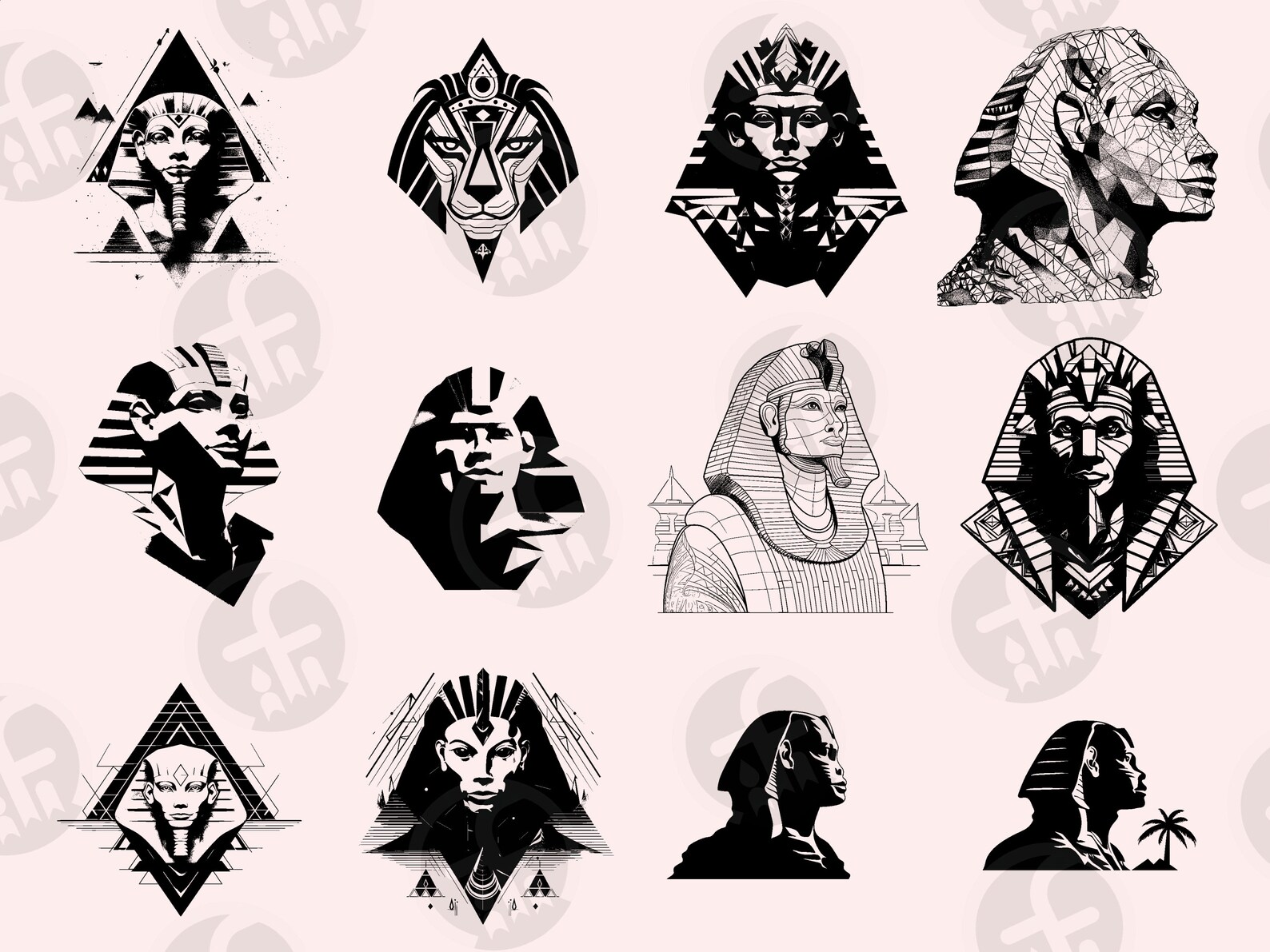 Egyptian Sphinx SVG Clipart Bundle – 84 Unique Designs (digital ...