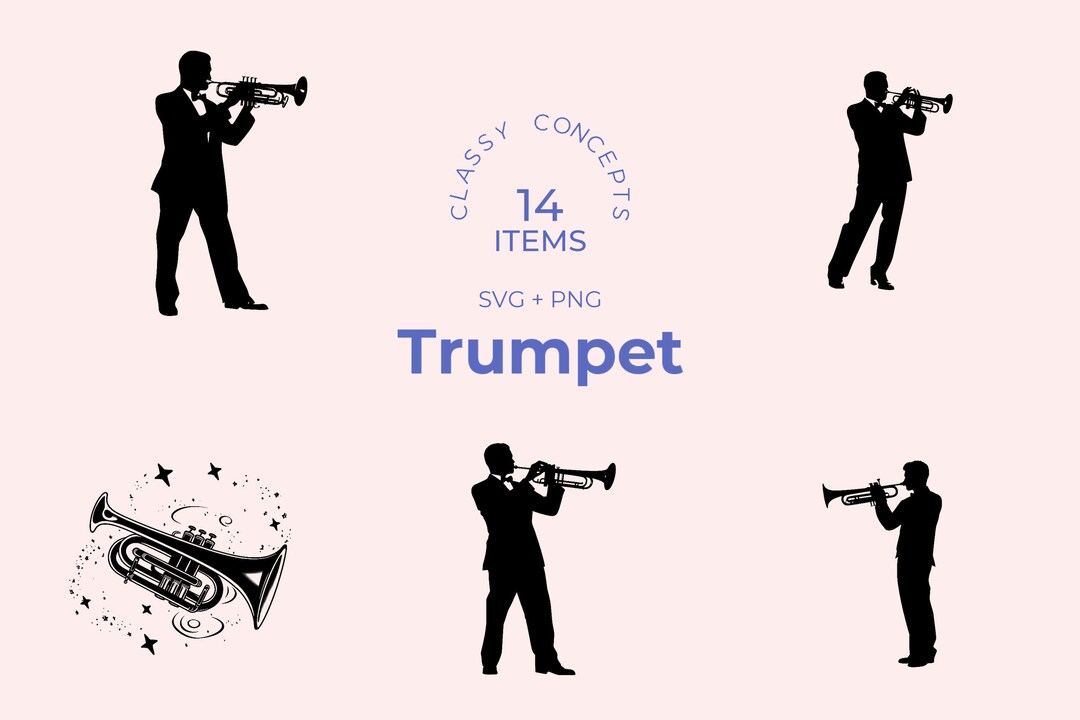 Trumpet SVG Bundle: 14 Black and White Music Designs (digital Download ...