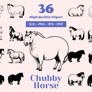 Bundle SVG gros cheval - 36 modèles - Art équin lourd - décoration de ferme - Clipart gros cheval - SVG sur le thème de la ferme pour Cricut et découpe laser
