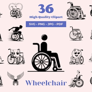 SVG-bundel rolstoel - 36 ontwerpen - rolstoelbord - handicap SVG - handicap clipart - inspirerende SVG - Cricut en lasergesneden