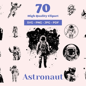 Pacchetto SVG astronauta - 70 file di taglio - SVG di esplorazione spaziale - Clipart cosmonauta - Per Cricut e taglio laser - SVG spazio - SVG pilota