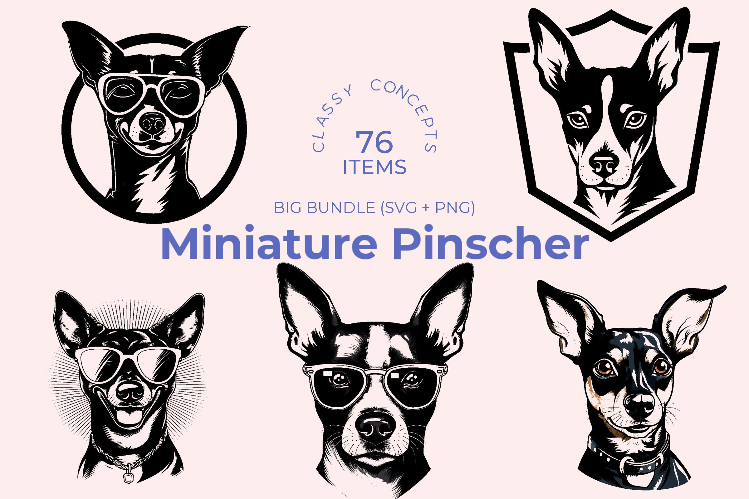 ミニチュア・ピンシャー SVG バンドル: 76 種類の Cricut