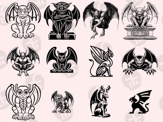 Gothic Gargoyle SVG Bundle: 72 Statue Designs (digital