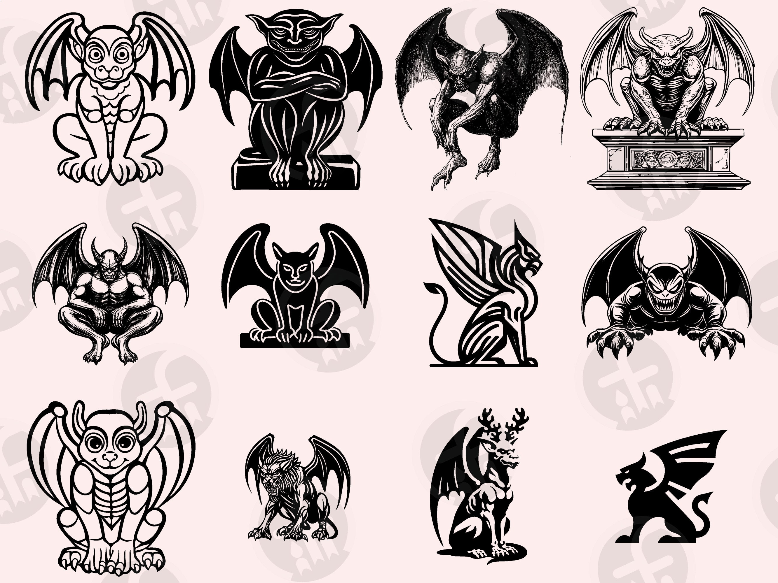 Gothic Gargoyle SVG Bundle: 72 Statue Designs (digital Download