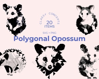 Veelhoekige Opossum SVG Bundel - 20 Cut Files - Geometrische Buideldier Kunst - Modern Wildlife Design - Silhouet Compatibel - Creature Decor