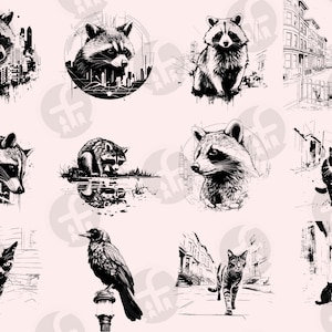Urban Wildlife SVG Bundle - 96 City Animal Designs - Raccoon, Pigeon ...