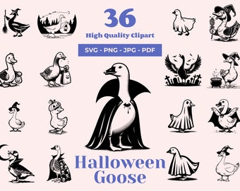 Halloween Goose SVG Bundle: 36 Witchy & Spooky Designs (Digital Download)