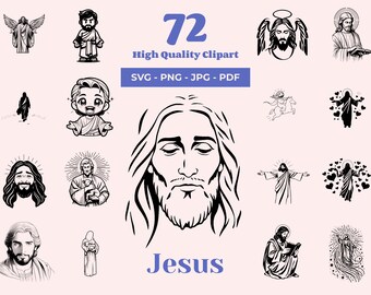 Jesus Clipart SVG Bundle – 72 Religious Designs (Digital Download)