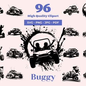 Dune Buggy SVG Bundle - 96 modèles - Silhouettes de véhicules tout-terrain pour découpe laser, Cricut et sublimation - Clipart conduite aventure