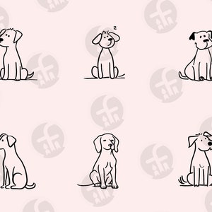 Dogs Line Art SVG Bundle 36 Cut Files Minimalist Cat Clip Art Black and ...