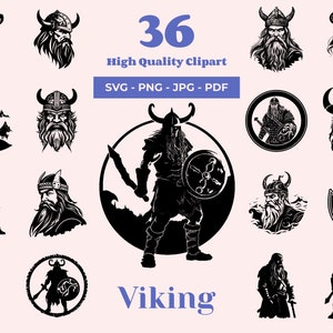 Viking SVG - 36 Designs - Design guerriero norreno - Cricut SVG - Tema storia scandinava - Clipart vichingo - Glowforge svg